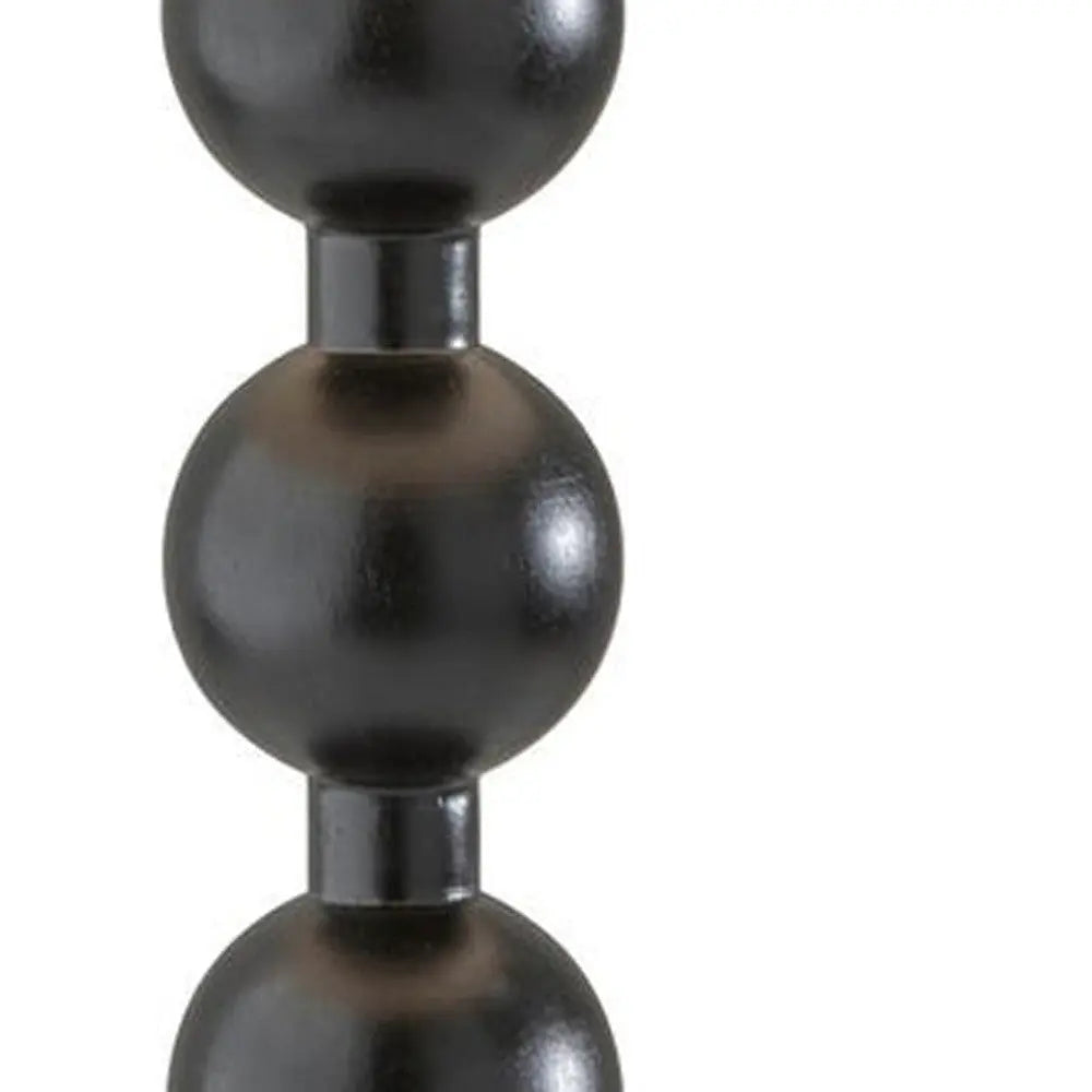 28" Black Solid Wood Candlestick Table Lamp With Off White Drum Shade - GreatEagleInc