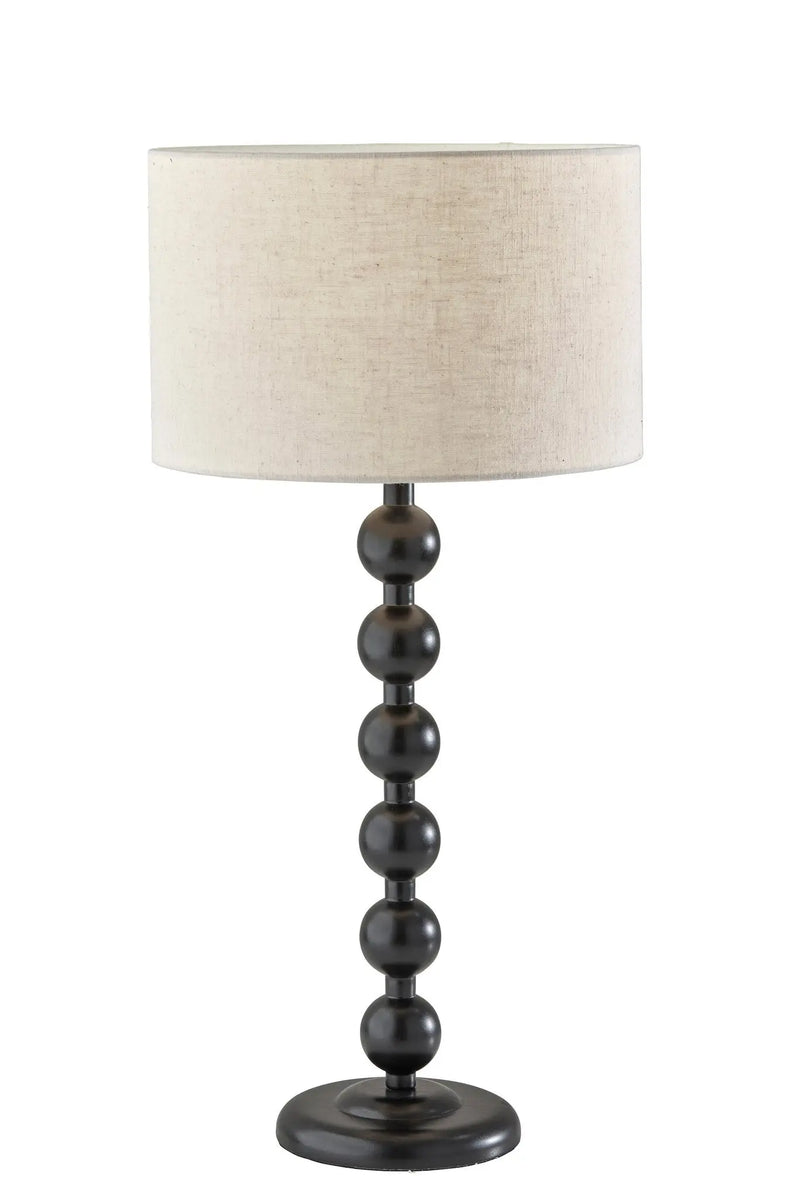 28" Black Solid Wood Candlestick Table Lamp With Off White Drum Shade - GreatEagleInc