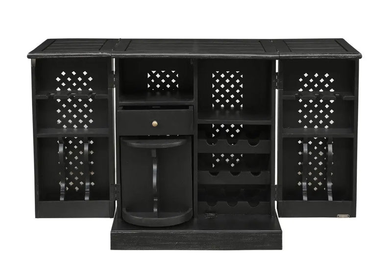 28" Black Solid Wood Carved Floral Bar Cabinet With Two Doors And One Drawer Homeroots Kitchen & Dining