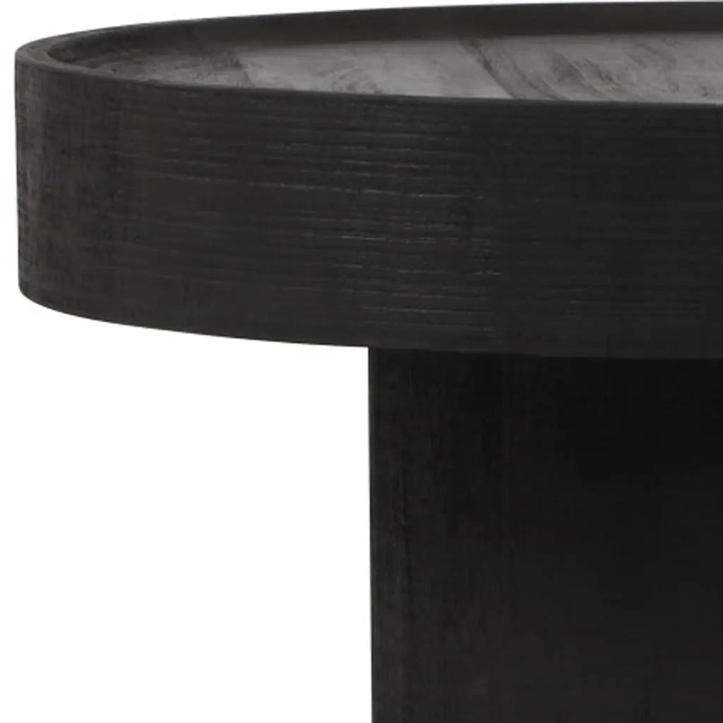 28" Black Solid Wood Round Pedestal Coffee Table Homeroots Living Room