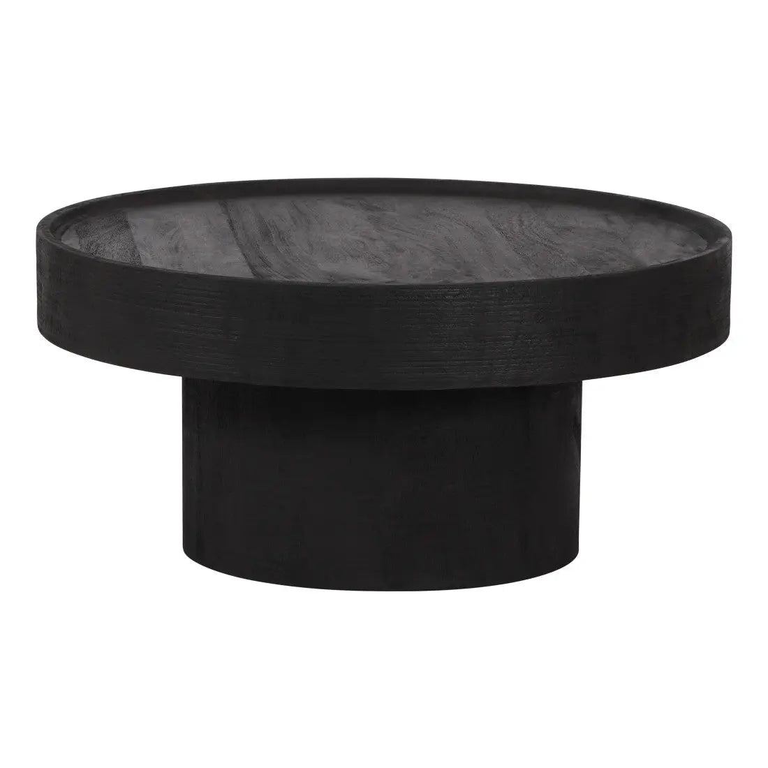 28" Black Solid Wood Round Pedestal Coffee Table Homeroots Living Room