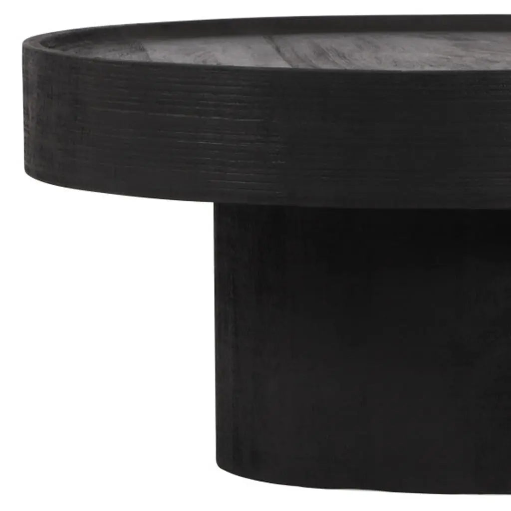 28" Black Solid Wood Round Pedestal Coffee Table Homeroots Living Room