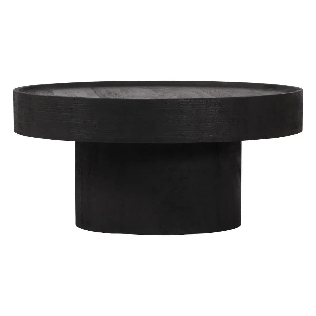 28" Black Solid Wood Round Pedestal Coffee Table Homeroots Living Room