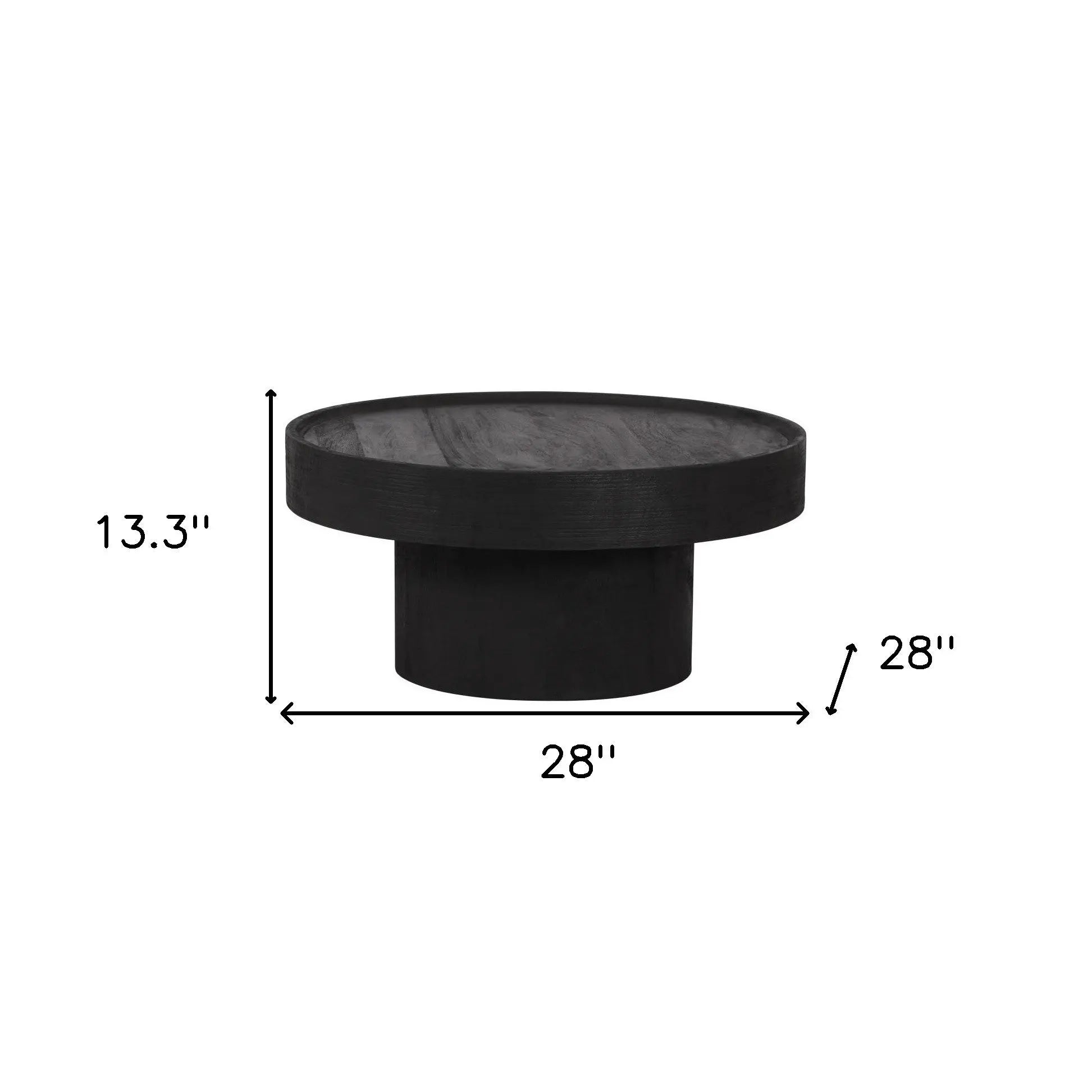 28" Black Solid Wood Round Pedestal Coffee Table Homeroots Living Room