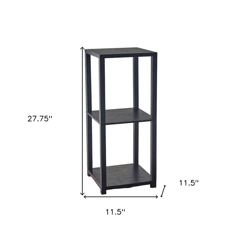 28" Black Square End Table With Two Shelves - GreatEagleInc