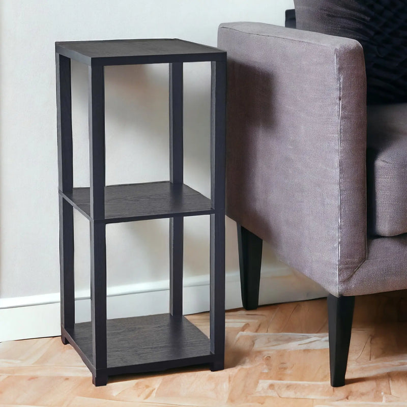 28" Black Square End Table With Two Shelves - GreatEagleInc