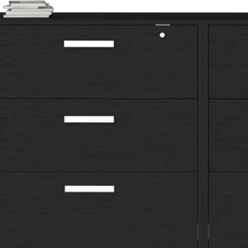 28" Black Wall mounted Accent Cabinet With Four Shelves And Six Drawers Homeroots Kitchen & Dining