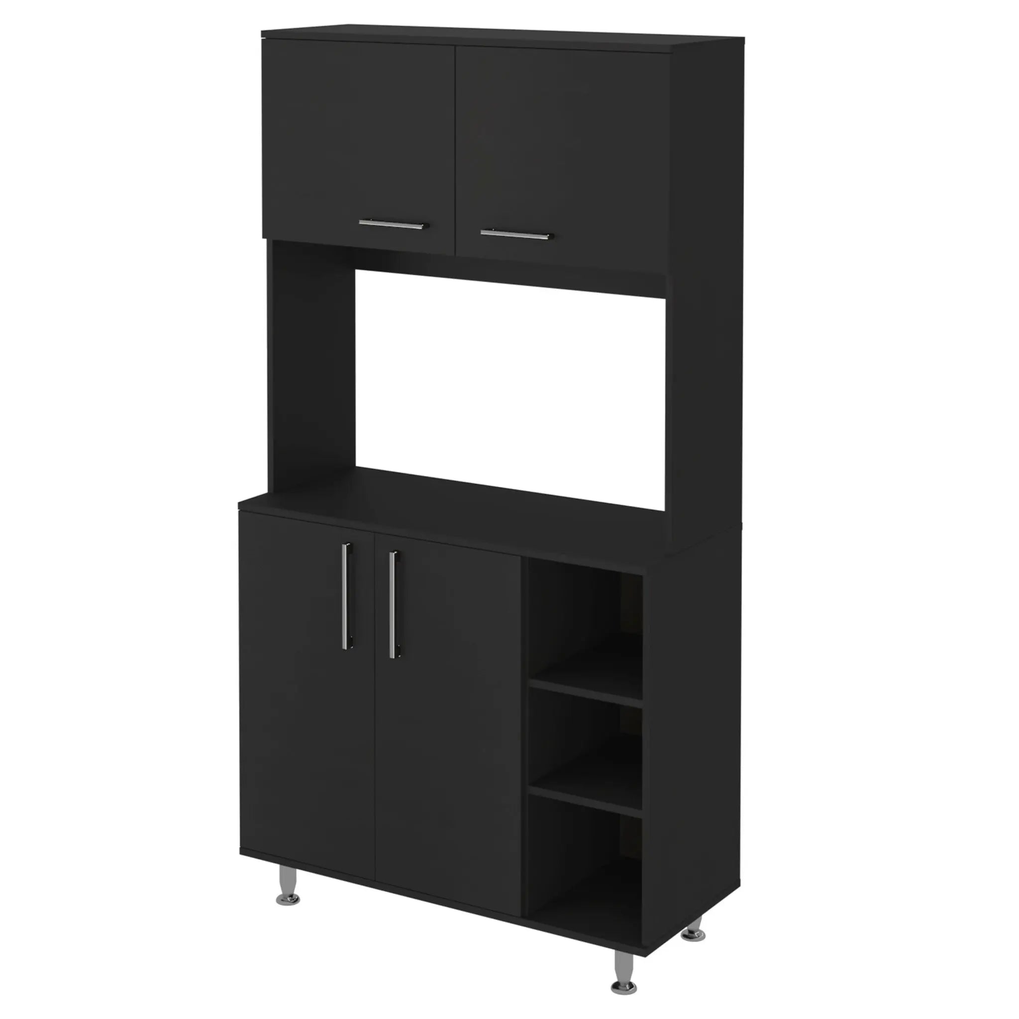 28" Black Wall mounted Accent Cabinet With Seven Shelves And Six Drawers Homeroots Kitchen & Dining