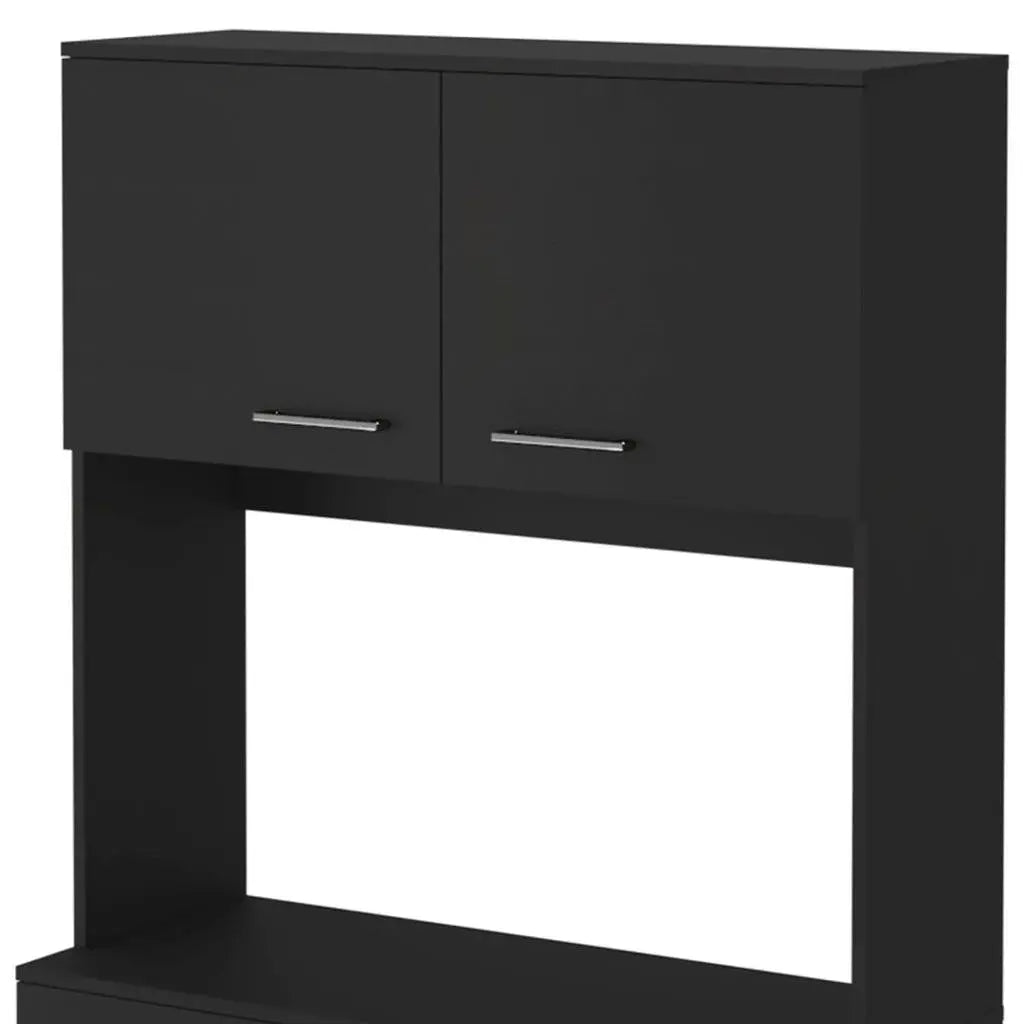 28" Black Wall mounted Accent Cabinet With Seven Shelves And Six Drawers Homeroots Kitchen & Dining