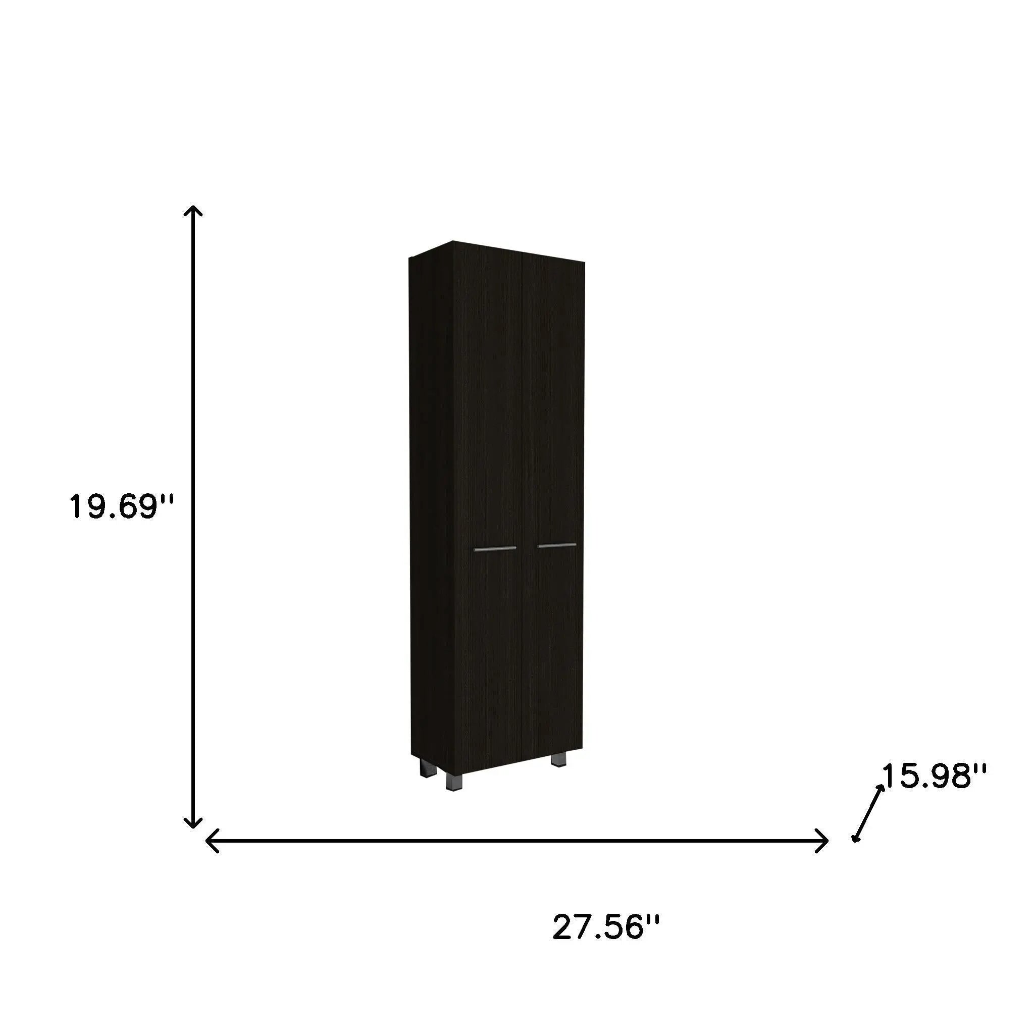 28" Black Wall mounted Accent Cabinet With Twelve Shelves And Six Drawers Homeroots Kitchen & Dining