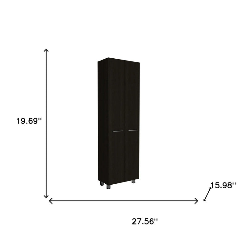 28" Black Wall mounted Accent Cabinet With Twelve Shelves And Six Drawers Homeroots Kitchen & Dining