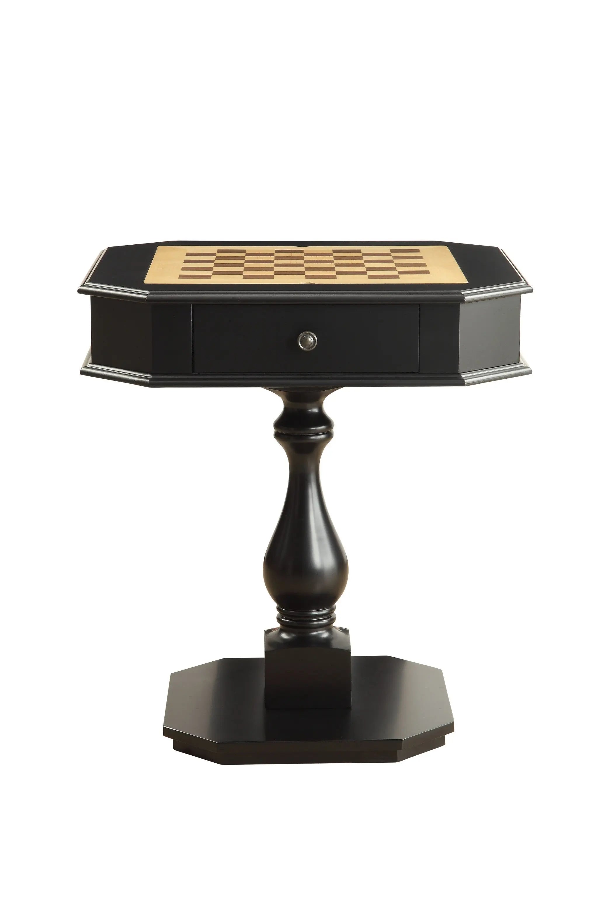 28" Black Wood Octagon Pedestal Console Table With Drawer Homeroots Living Room