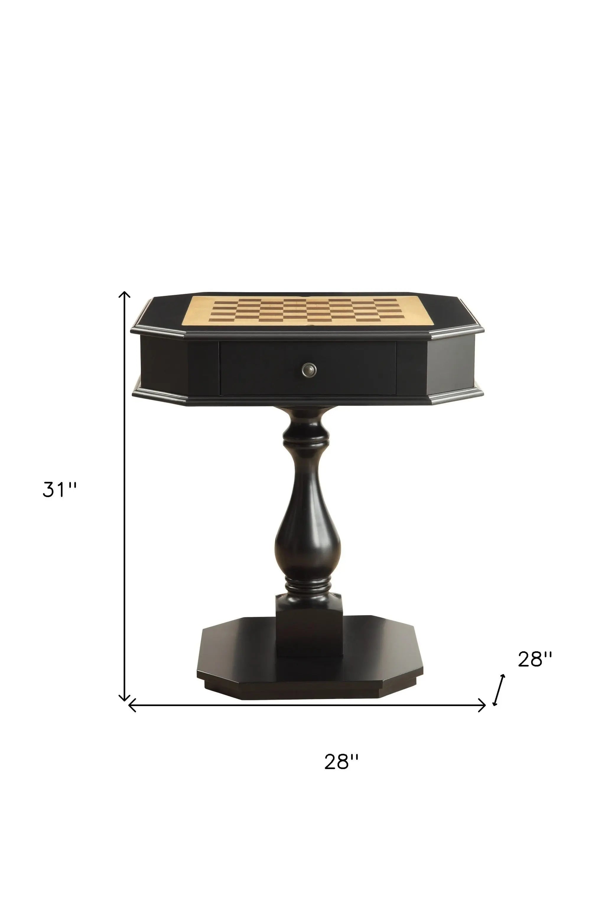 28" Black Wood Octagon Pedestal Console Table With Drawer Homeroots Living Room