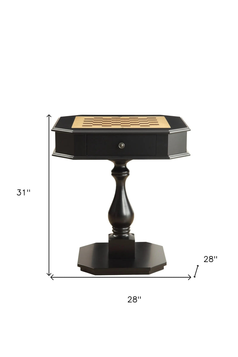 28" Black Wood Octagon Pedestal Console Table With Drawer Homeroots Living Room