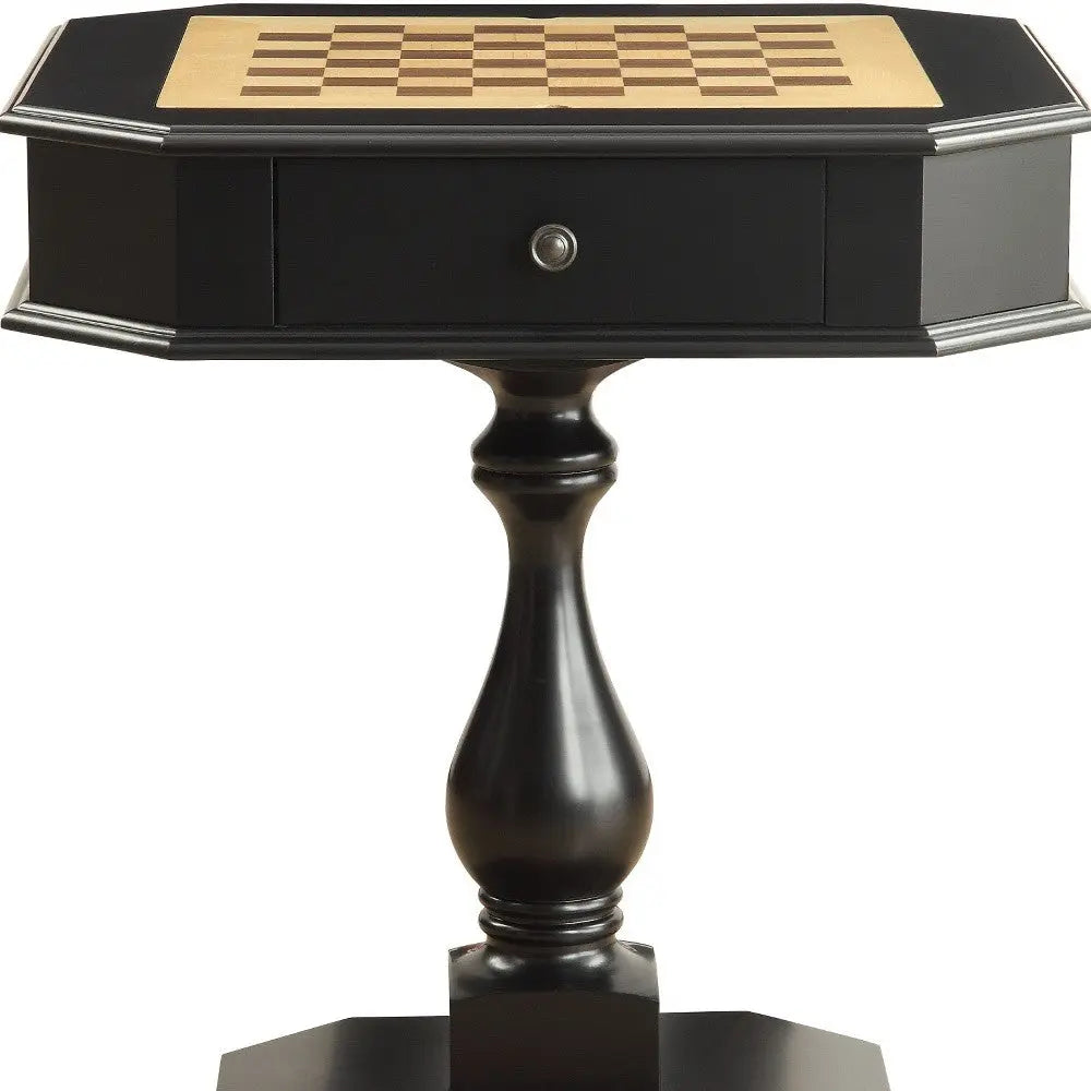 28" Black Wood Octagon Pedestal Console Table With Drawer Homeroots Living Room