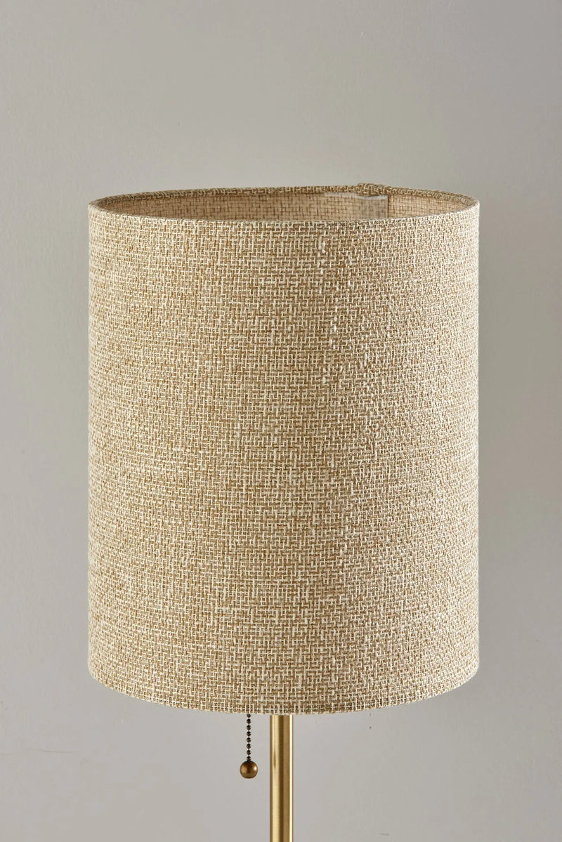 28" Black and Gold Marble and Metal Table Lamp With Beige Drum Shade - GreatEagleInc