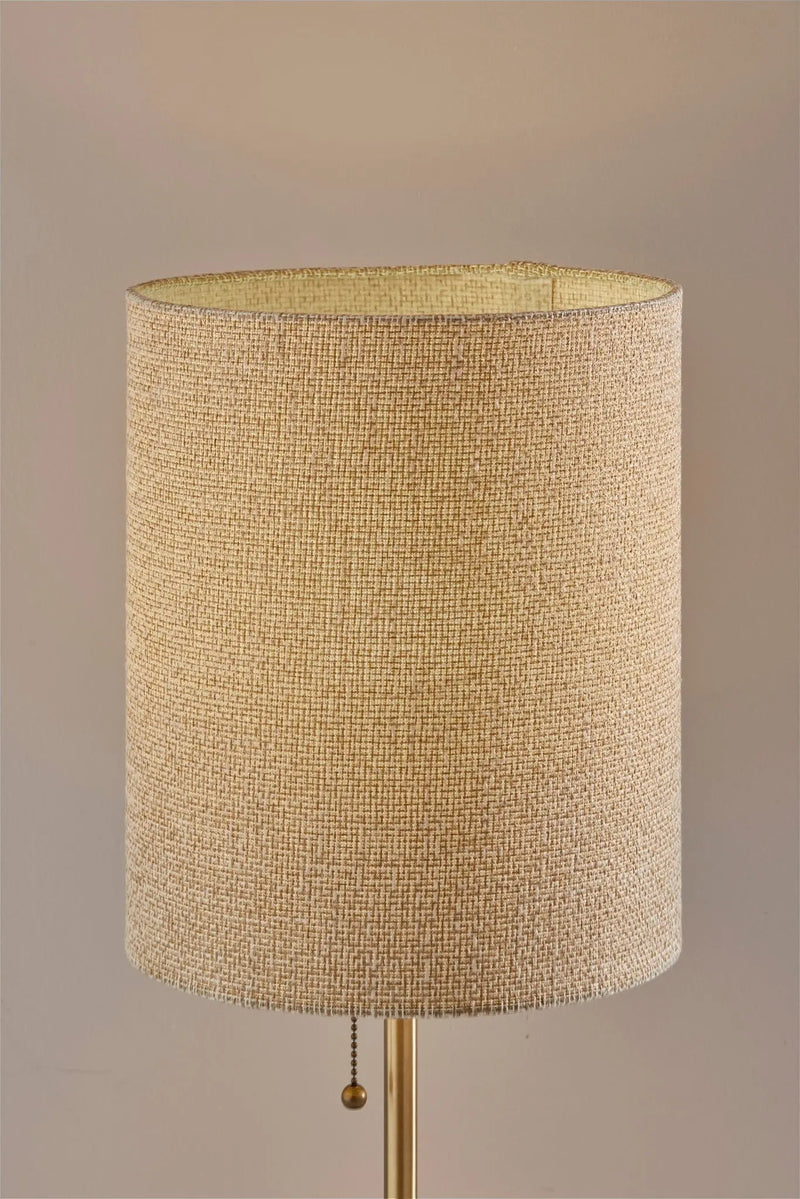 28" Black and Gold Marble and Metal Table Lamp With Beige Drum Shade - GreatEagleInc