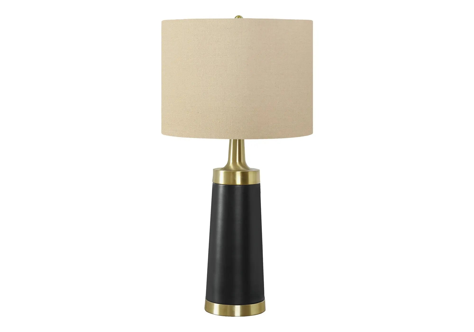 28" Black and Gold Metal Cylinder Table Lamp With Beige Drum Shade Homeroots Lighting