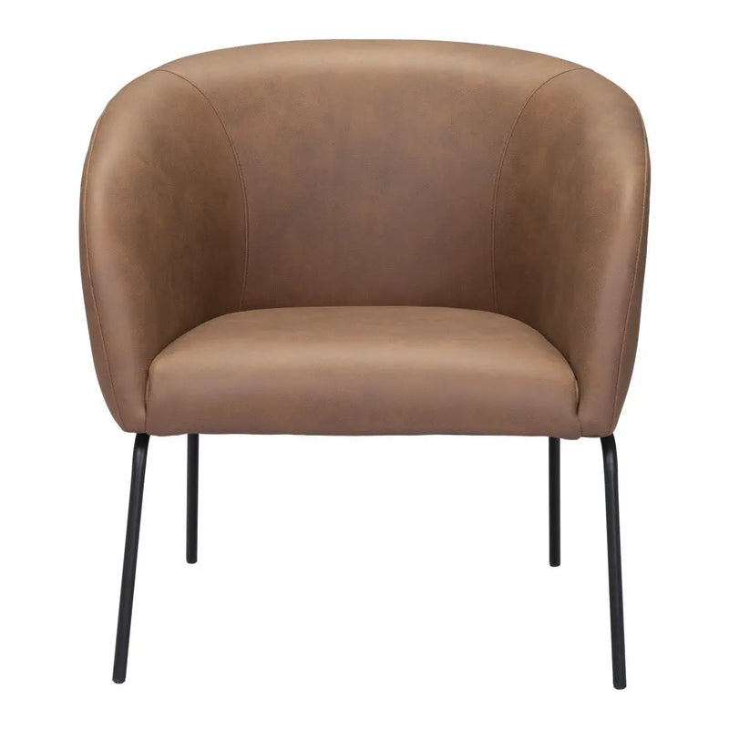 28" Brown And Black Faux Leather And Upholstered Club Chair Homeroots Living Room