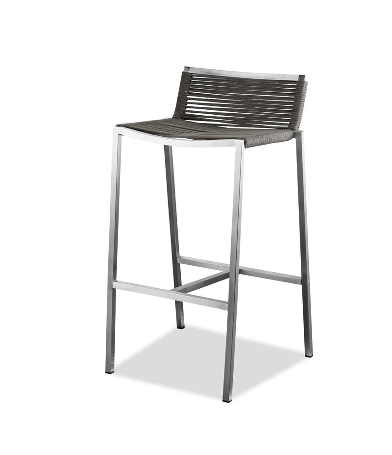 28" Brown And Silver Stainless Steel Low Back Bar Height Bar Chair Homeroots Living Room