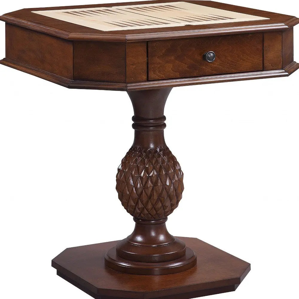 28" Brown Octagon Console Table With Drawer Homeroots Living Room
