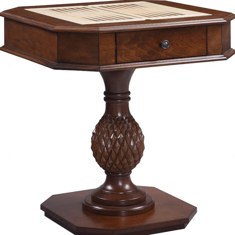 28" Brown Octagon Console Table With Drawer Homeroots Living Room