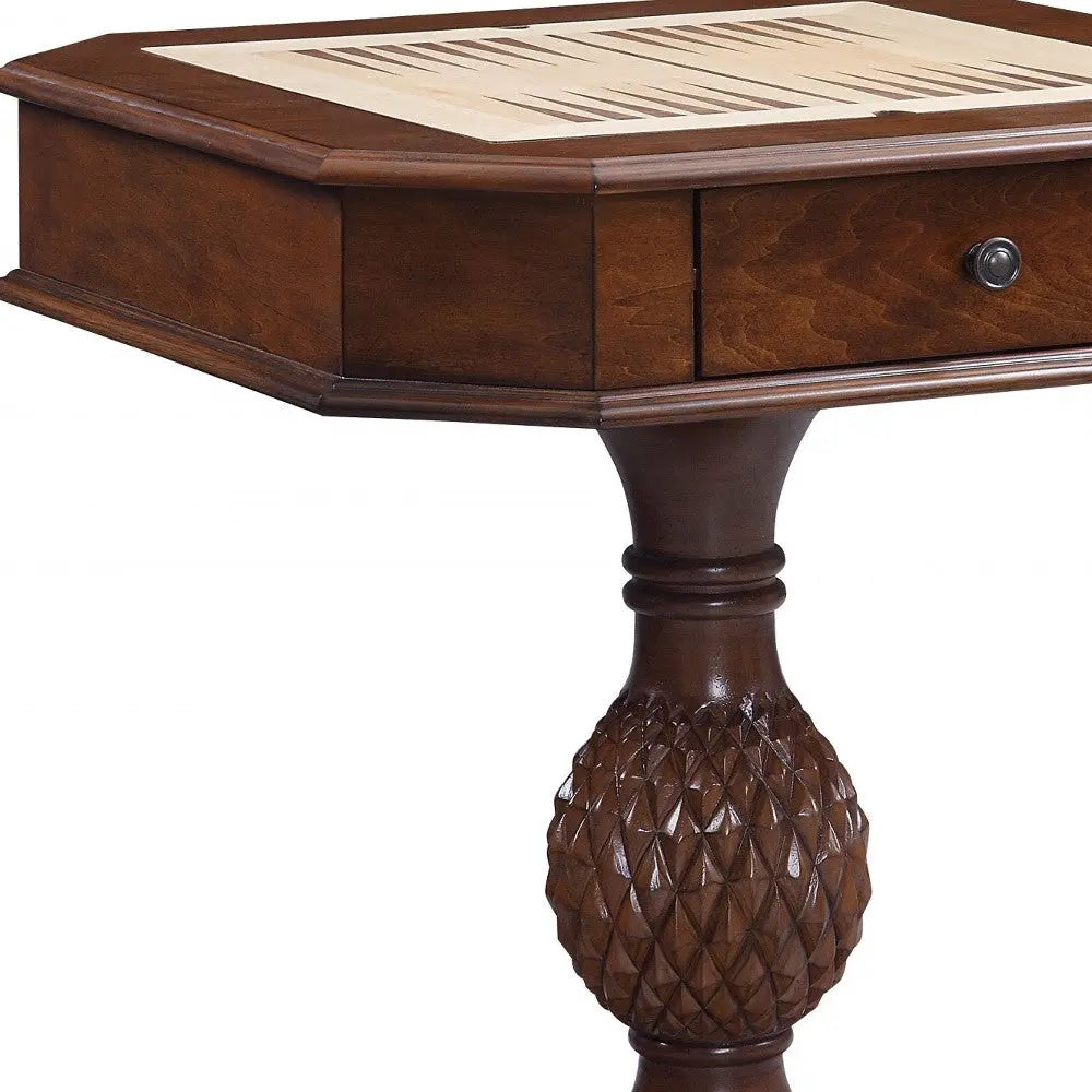 28" Brown Octagon Console Table With Drawer Homeroots Living Room
