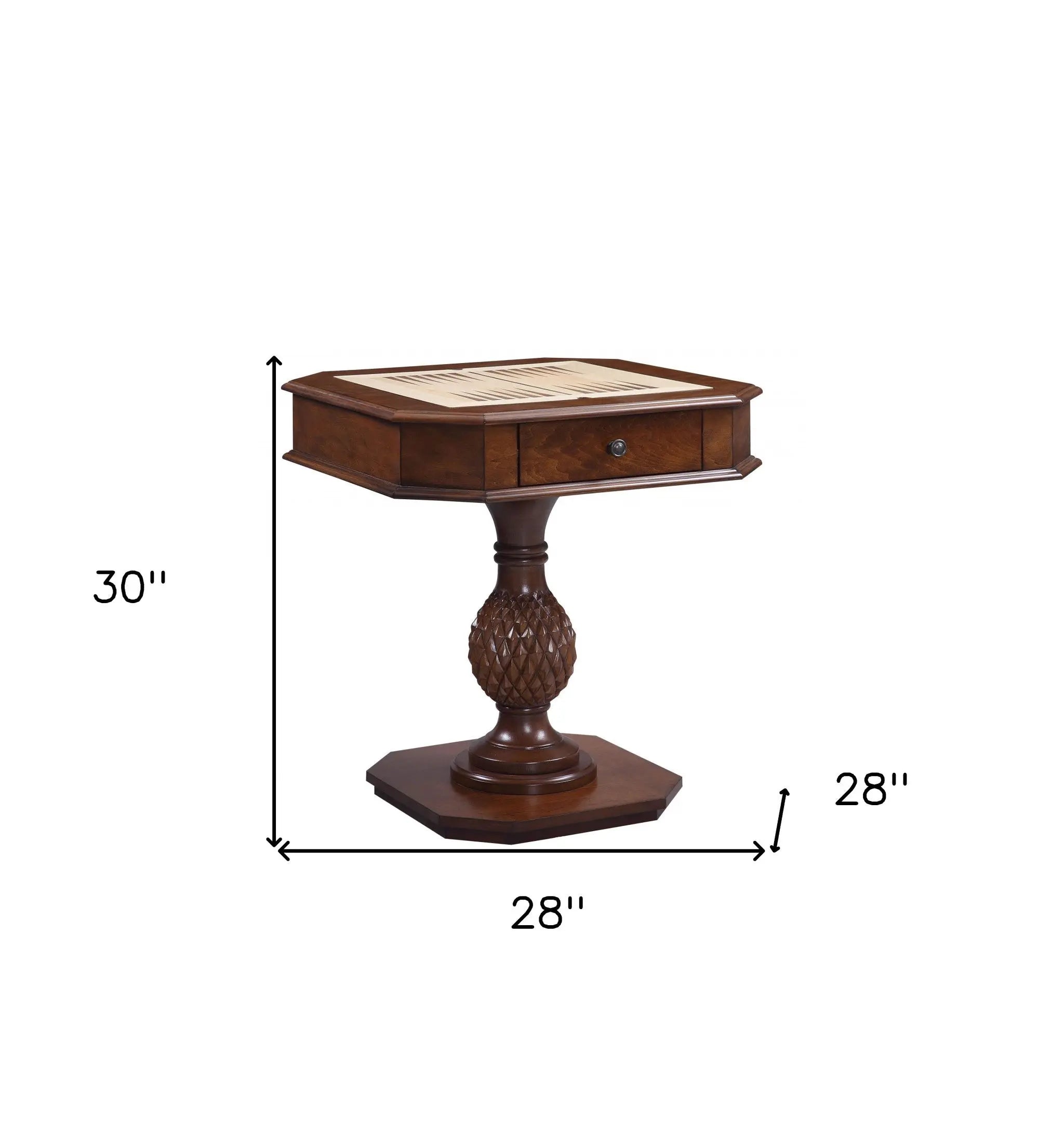 28" Brown Octagon Console Table With Drawer Homeroots Living Room