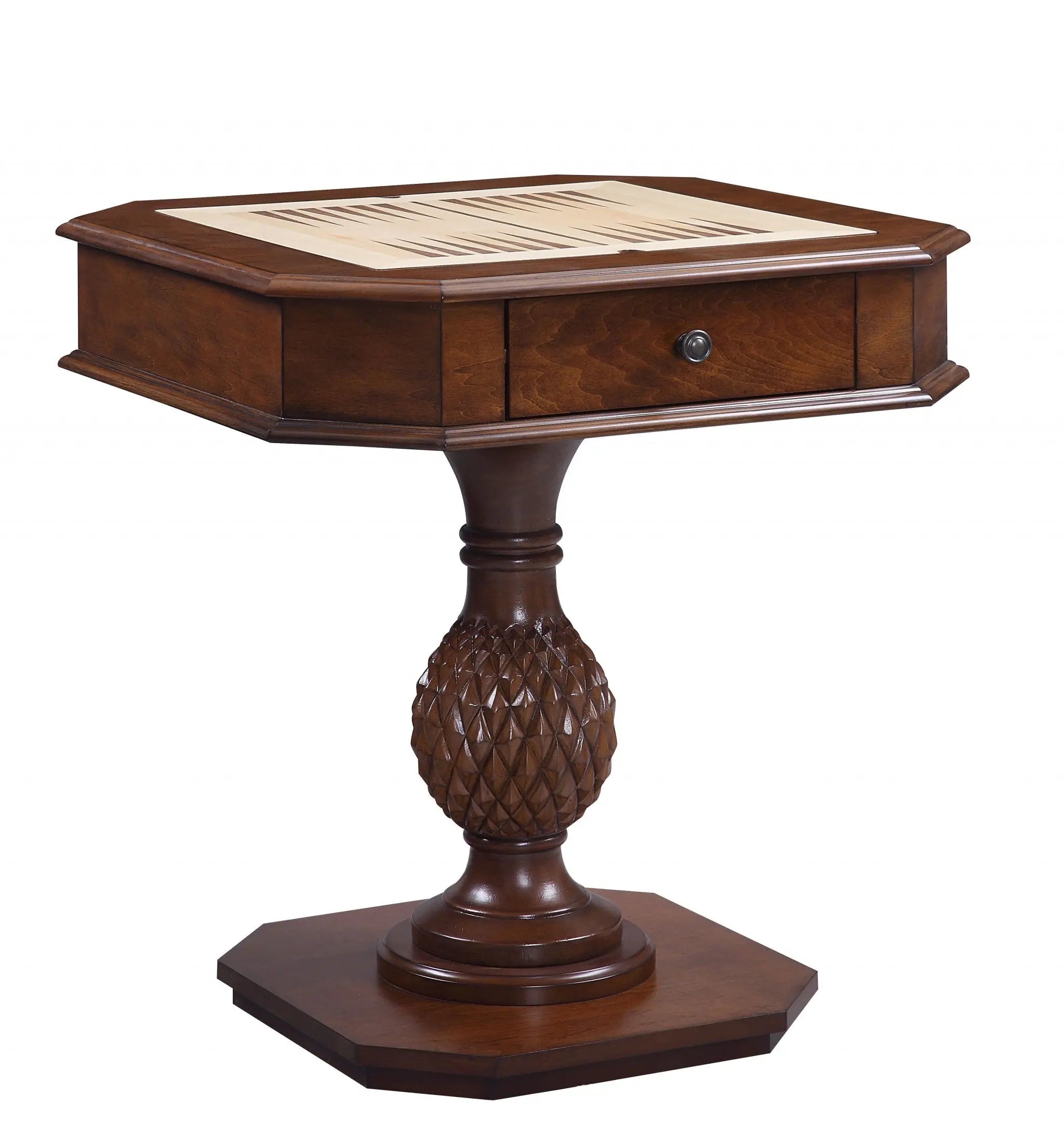 28" Brown Octagon Console Table With Drawer Homeroots Living Room