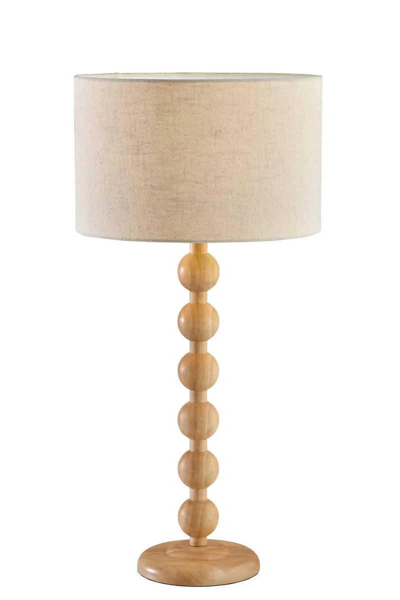 28" Brown Solid Wood Candlestick Table Lamp With Off White Drum Shade - GreatEagleInc