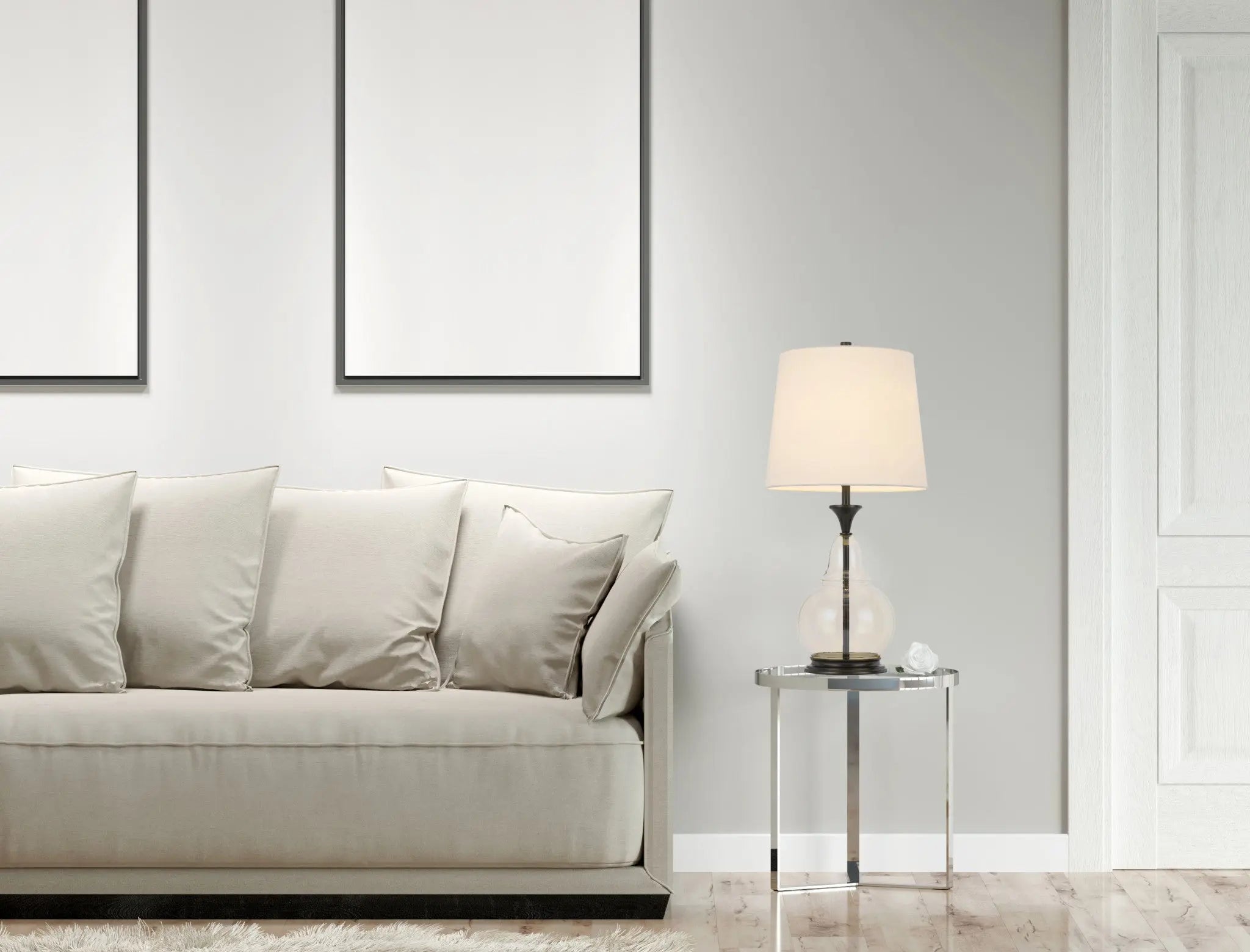 28" Clear Metal Table Lamp With White Empire Shade Homeroots Lighting