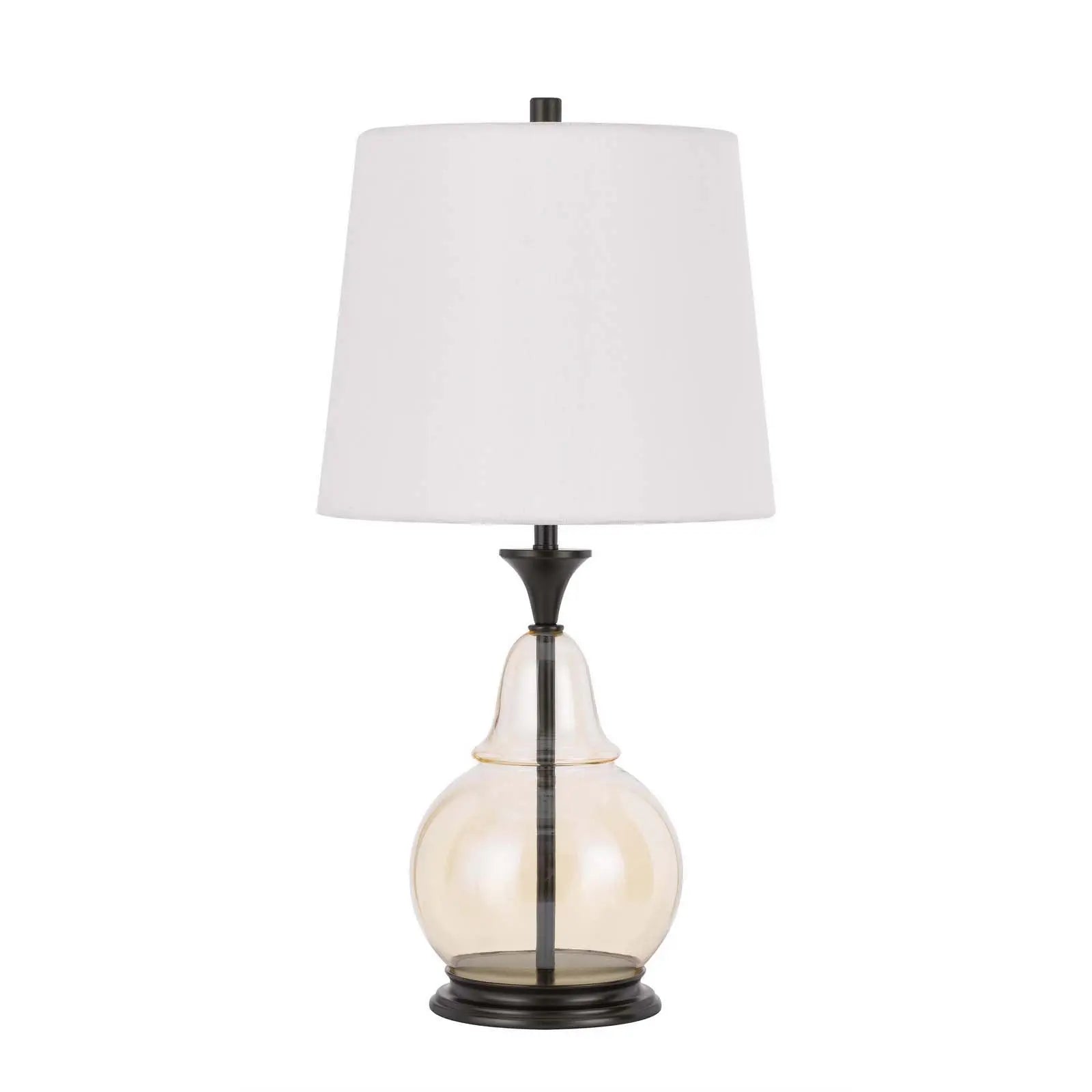 28" Clear Metal Table Lamp With White Empire Shade Homeroots Lighting