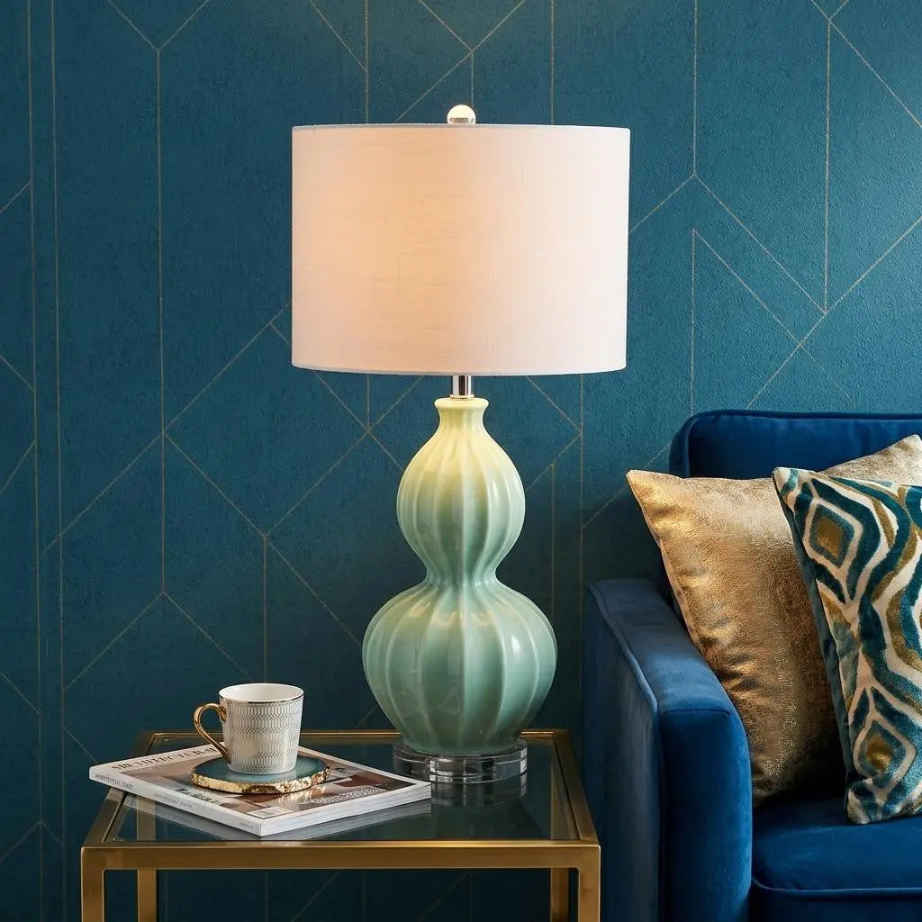 28" Clear Novelty Table Lamp LED With Drum Shade Homeroots Lighting