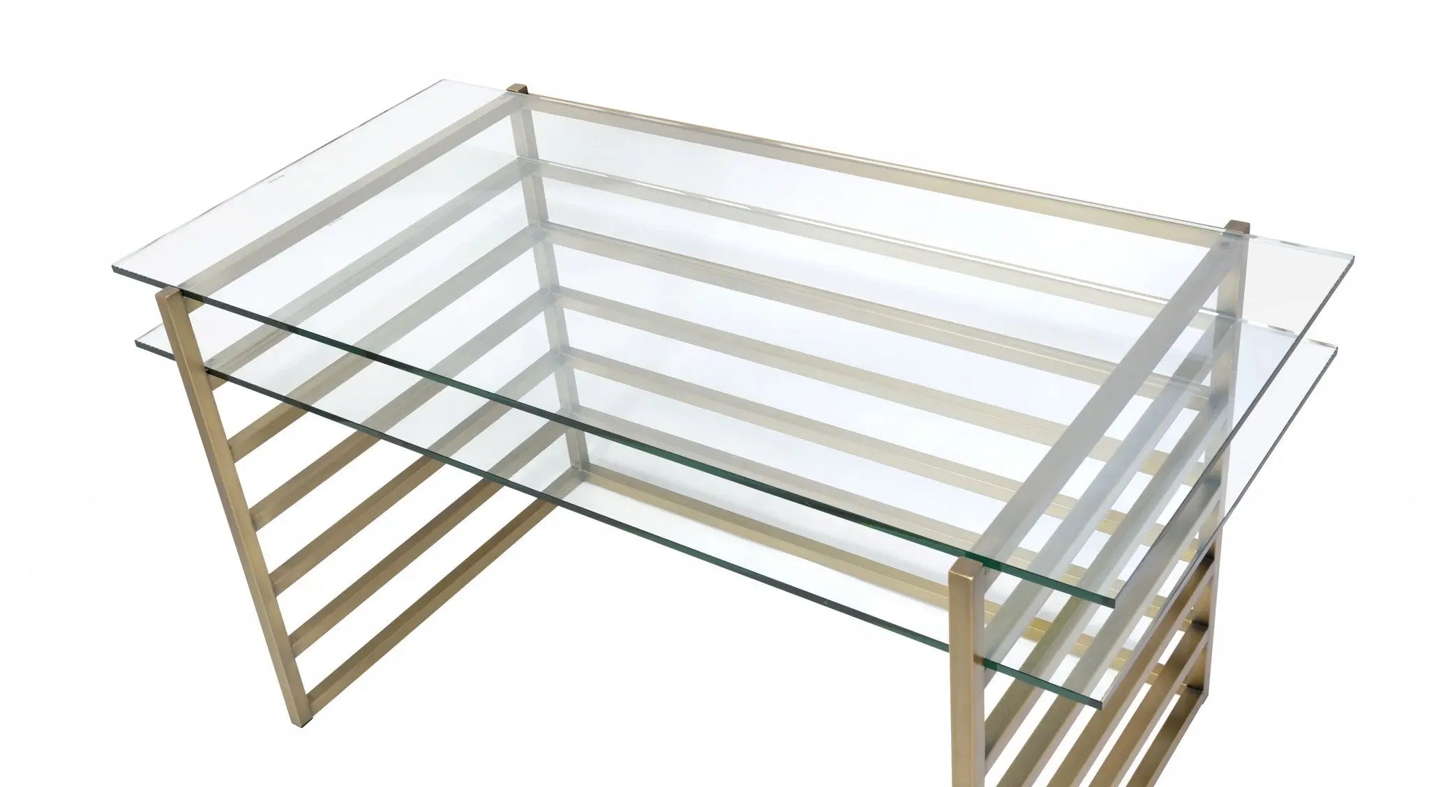 28" Clear and Gold Glass Mirrored Homeroots Office