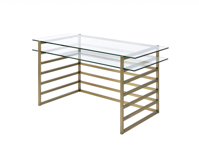 28" Clear and Gold Glass Mirrored Homeroots Office