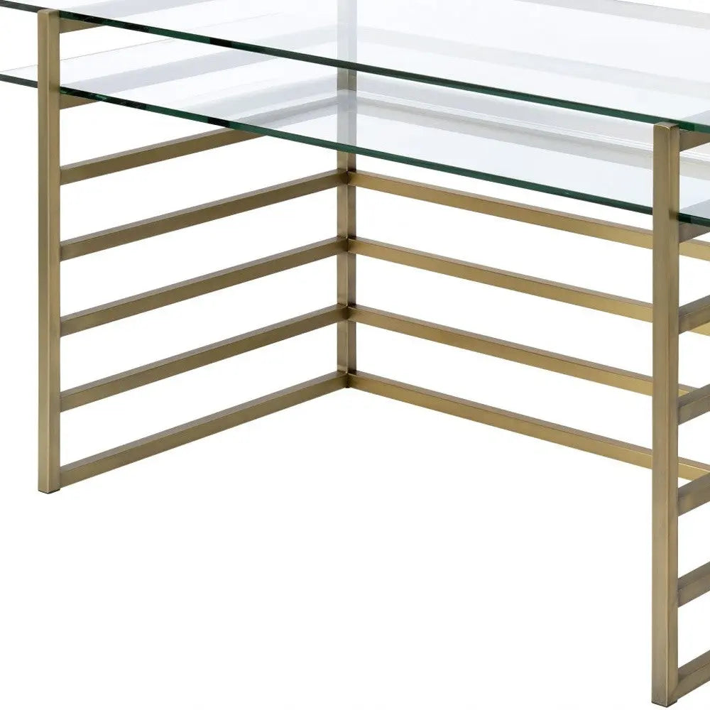 28" Clear and Gold Glass Mirrored Homeroots Office