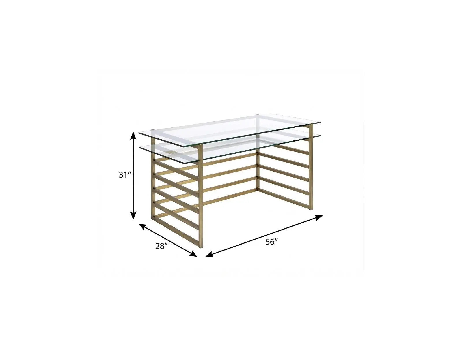 28" Clear and Gold Glass Mirrored Homeroots Office