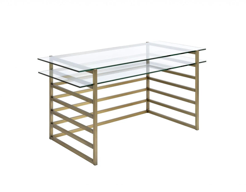 28" Clear and Gold Glass Mirrored Homeroots Office