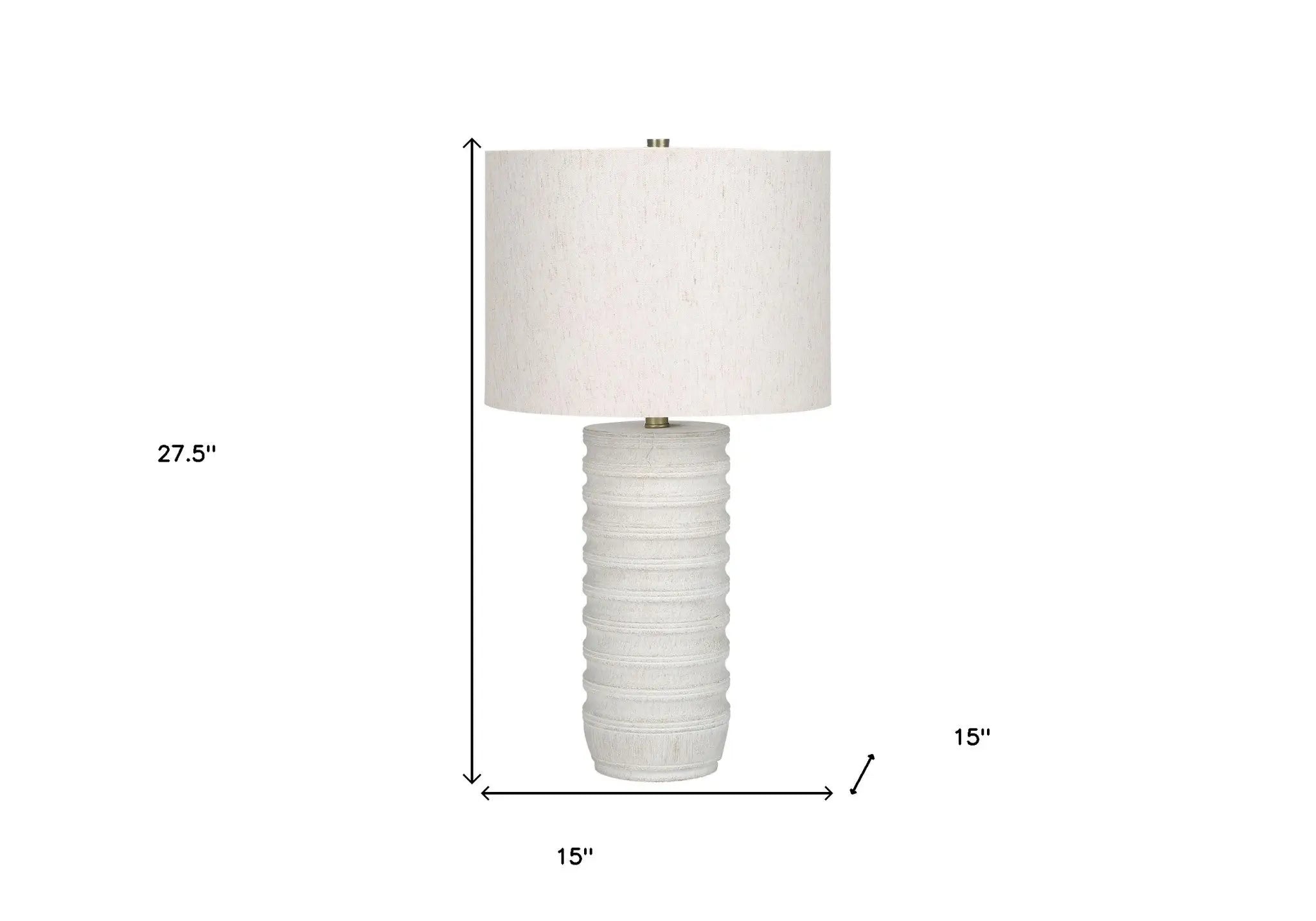 28" Cream Cylinder Table Lamp With Cream Drum Shade Homeroots Lighting