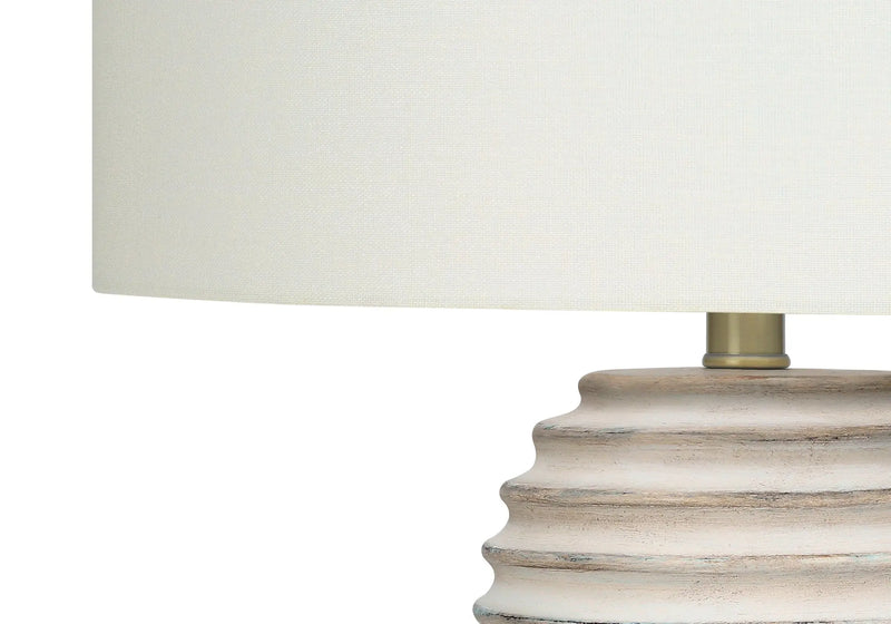 28" Cream Geometric Table Lamp With Cream Drum Shade Homeroots Lighting