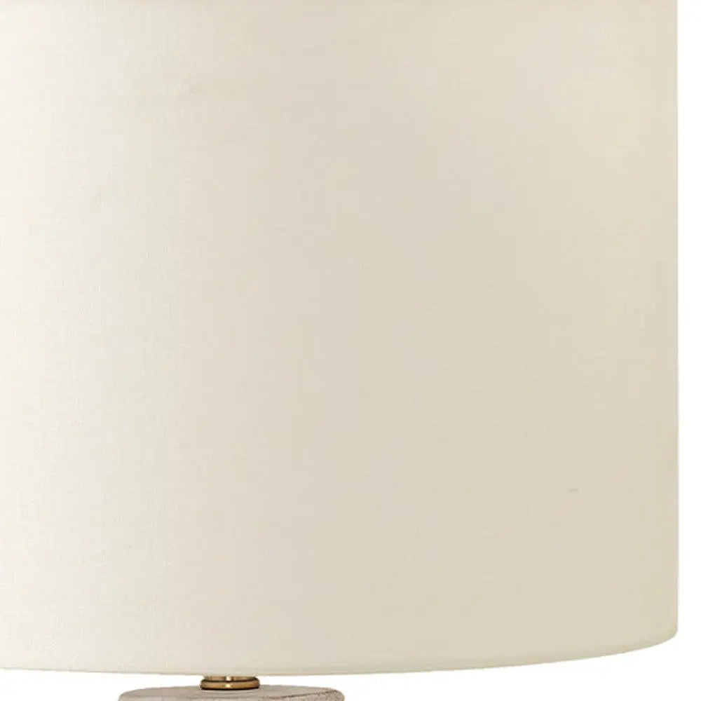 28" Cream Geometric Table Lamp With Cream Drum Shade Homeroots Lighting