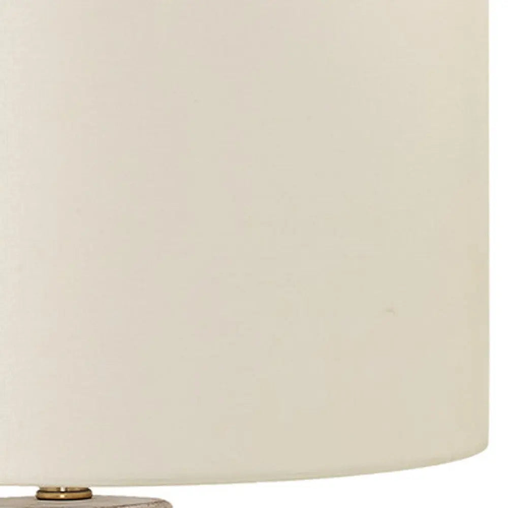 28" Cream Geometric Table Lamp With Cream Drum Shade Homeroots Lighting