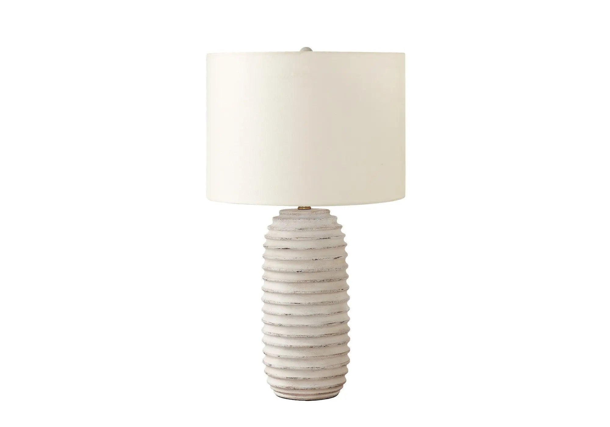 28" Cream Geometric Table Lamp With Cream Drum Shade Homeroots Lighting
