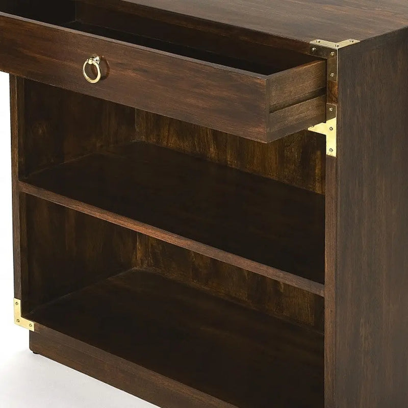 28" Dark Brown Wood Two Tier Bookcase with A Drawer Homeroots Office