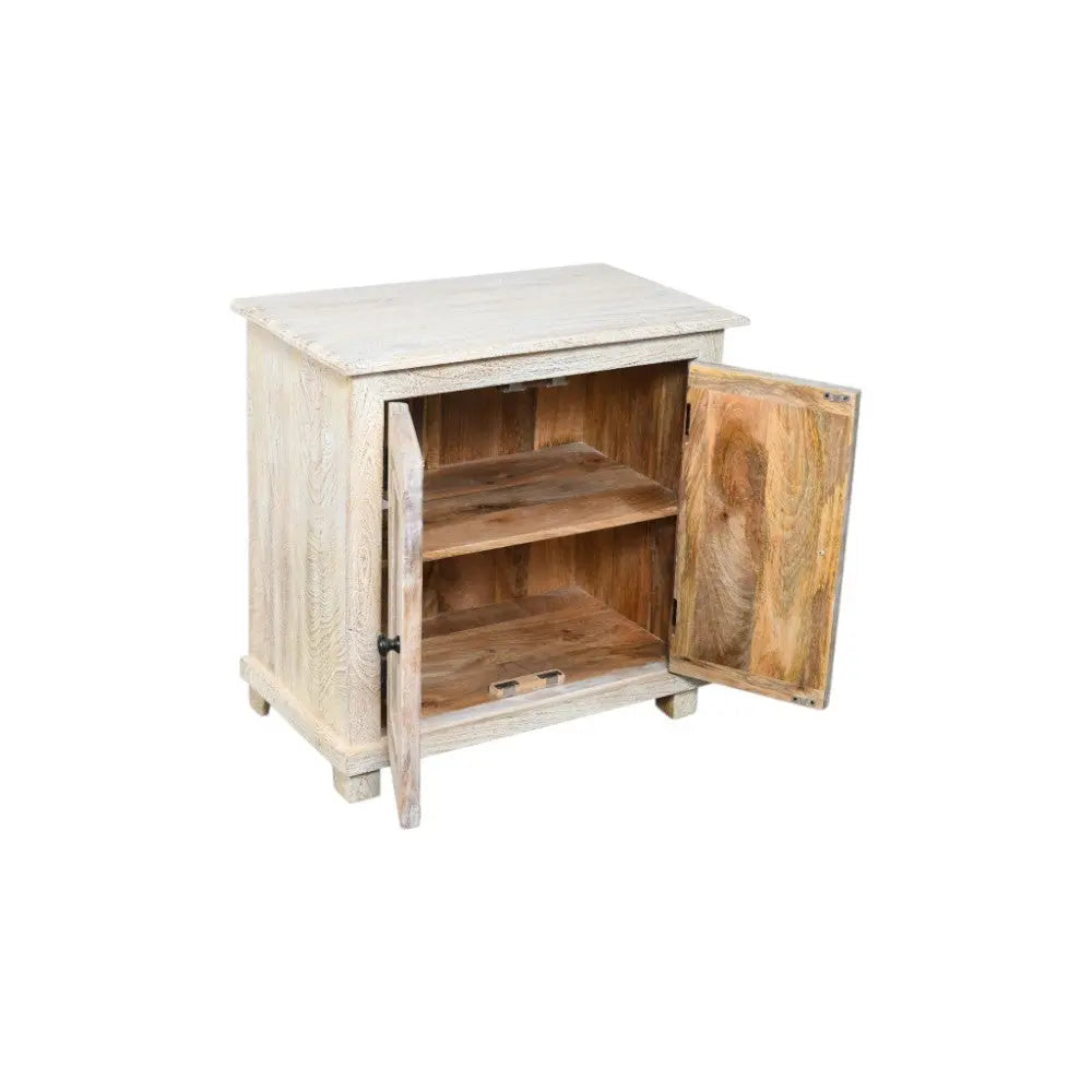 28" Distressed White Solid Wood Nightstand With Storage Homeroots Bed & Bath
