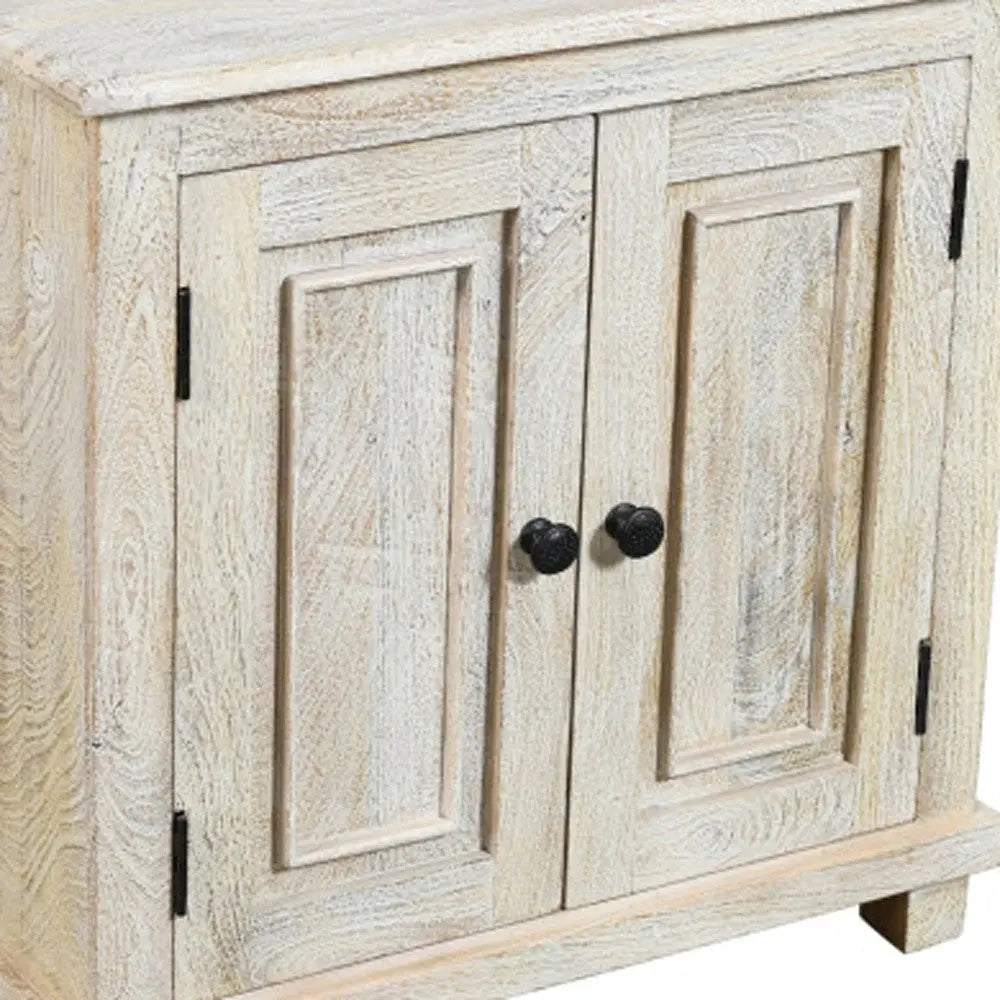 28" Distressed White Solid Wood Nightstand With Storage Homeroots Bed & Bath