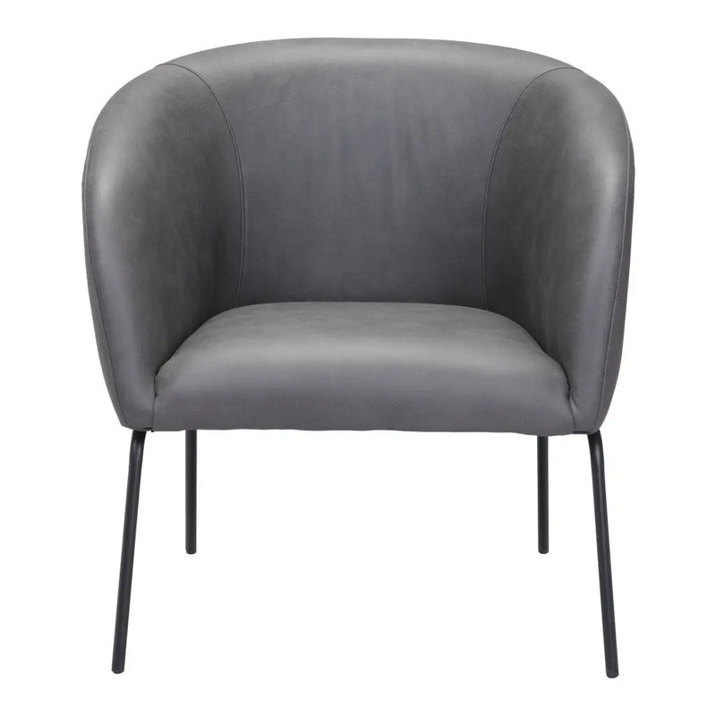 28" Gray And Black Faux Leather And Upholstered Club Chair Homeroots Living Room