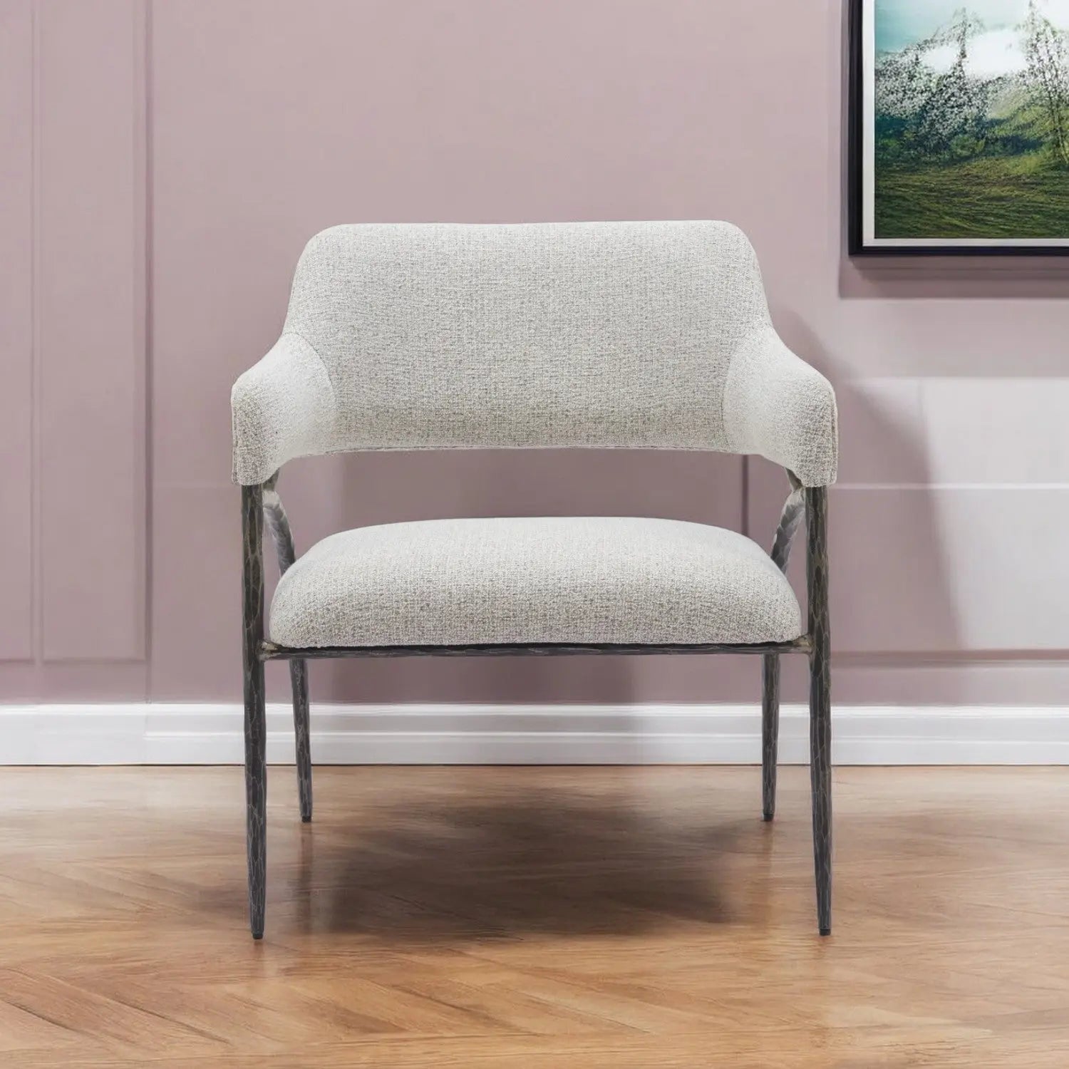 28" Gray And Black Upholstered Arm Chair Homeroots Living Room