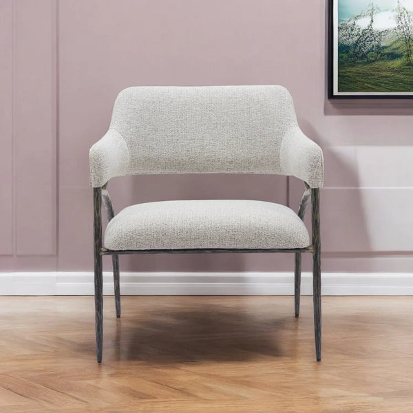 28" Gray And Black Upholstered Arm Chair Homeroots Living Room