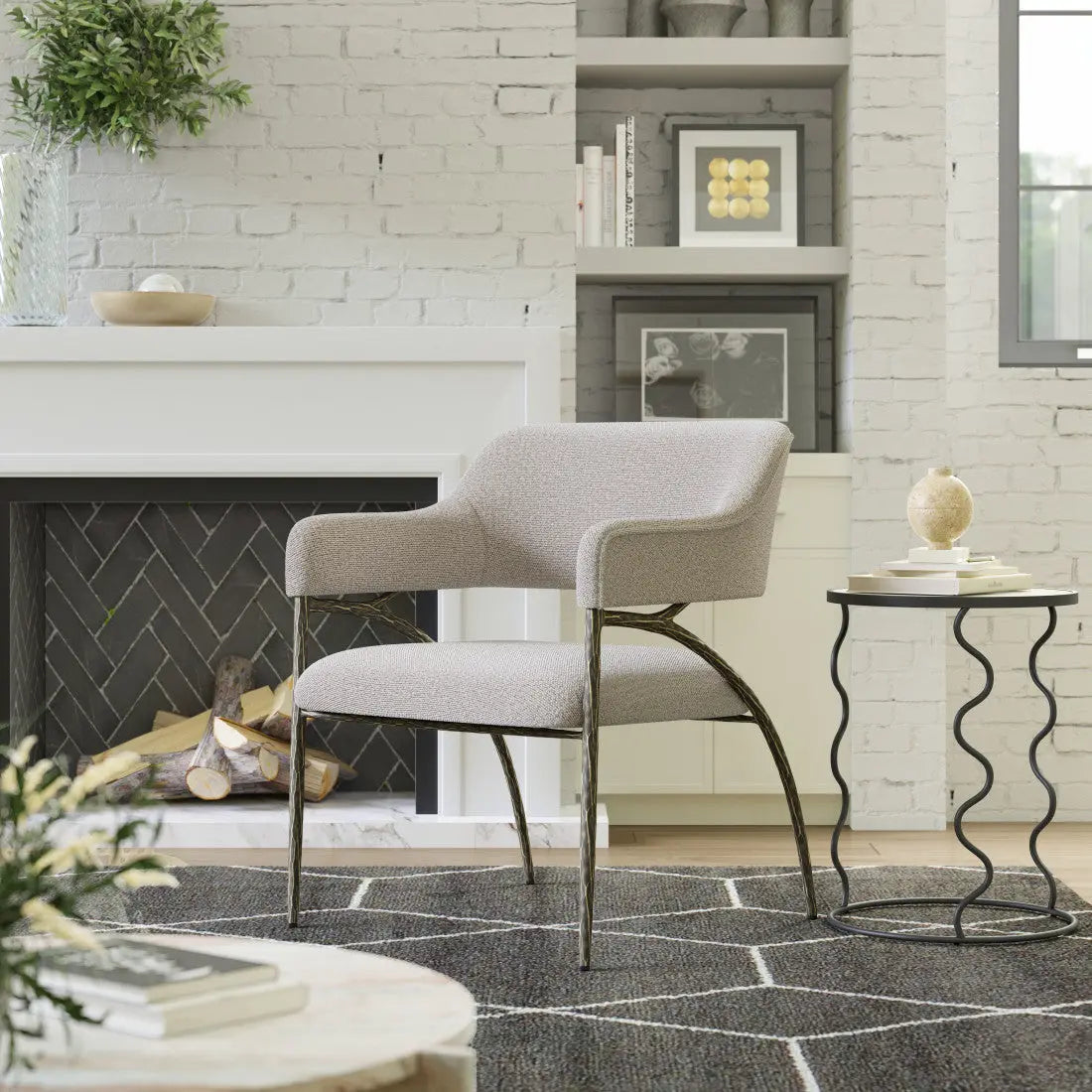 28" Gray And Black Upholstered Arm Chair Homeroots Living Room